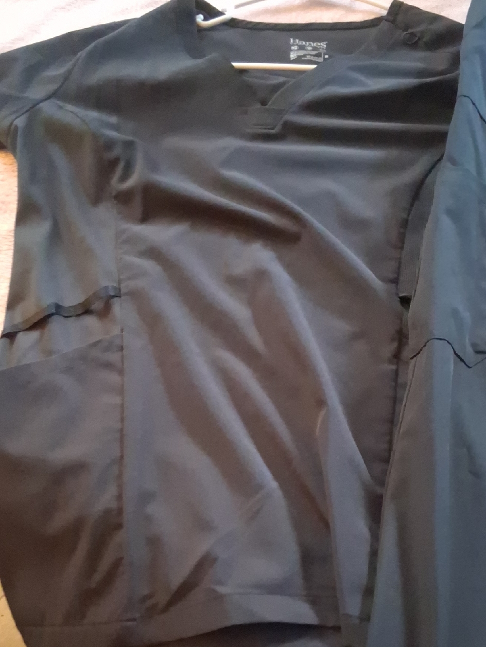 Black Hanes V-neck Scrub Top And Bottom Sold Together